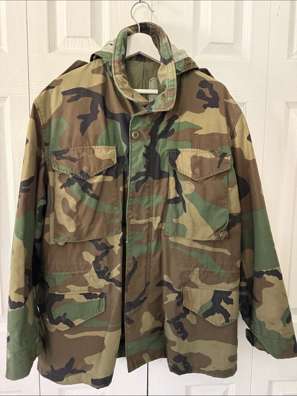 Vintage US Army Cold Weather M-65 Field Jacket Woodland Camouflage Sz M Short